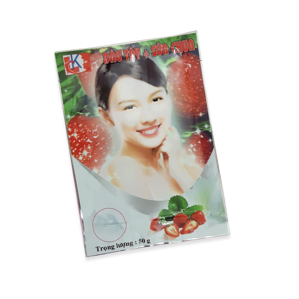 Combo túi 10 miếng mặt nạ dưỡng da LK từ Dâu tây kết hợp Sữa chua 50g trắng hồng chống nhờn (Strawberry Yogurt Mask 50g)