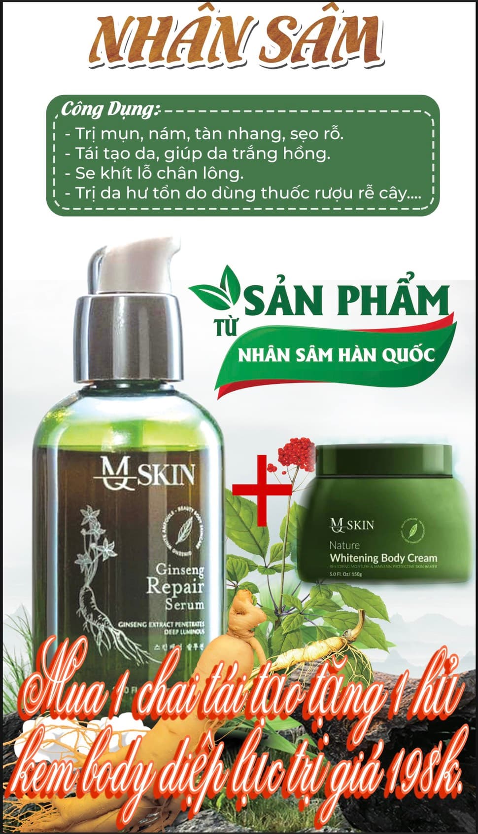 SERUM TÁI TẠO DA NHÂN SÂM MQ-SKIN ( hàng chính hãng cty)