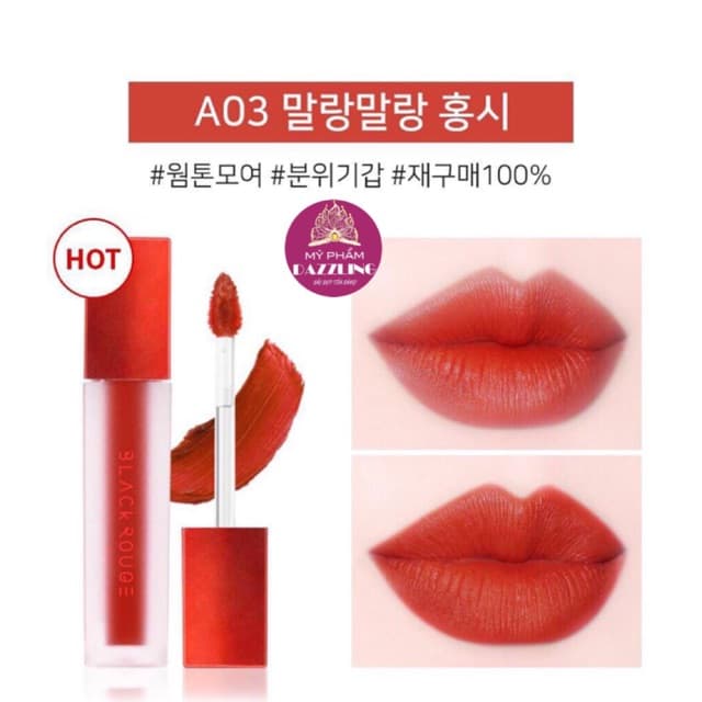 Son Kem Lì Black Rouge Air Fit Velvet Tint (#A3 Đỏ cam)