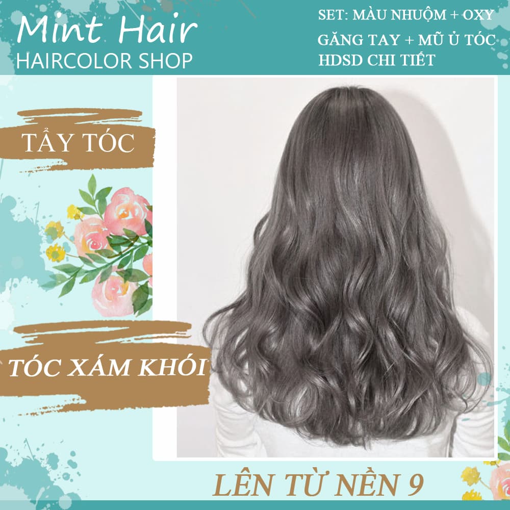 [HCM]kem nhuộm tóc tại nhà thảo dược màu xám khói- tẩy tóc- tặng kèm oxy