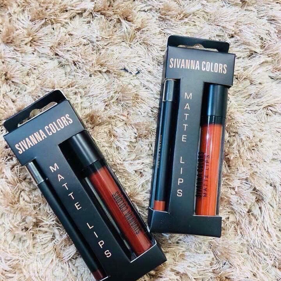 [HCM]Son Kem Lì Sivanna Color Matte Lips Kèm Chì Kẻ Viền Môi