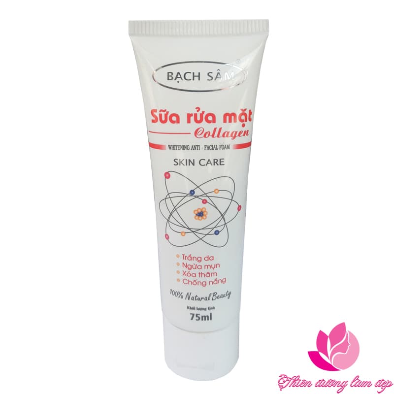 [HCM] Sữa rửa mặt trắng da Ngừa mụn Xóa thâm Chống nắng Collagen BẠCH SÂM - 75ml