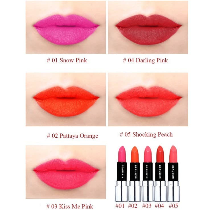 Son môi siêu lì Beauskin Luxury Darling Matte 3.5g (Đỏ hồng) - Chọn màu