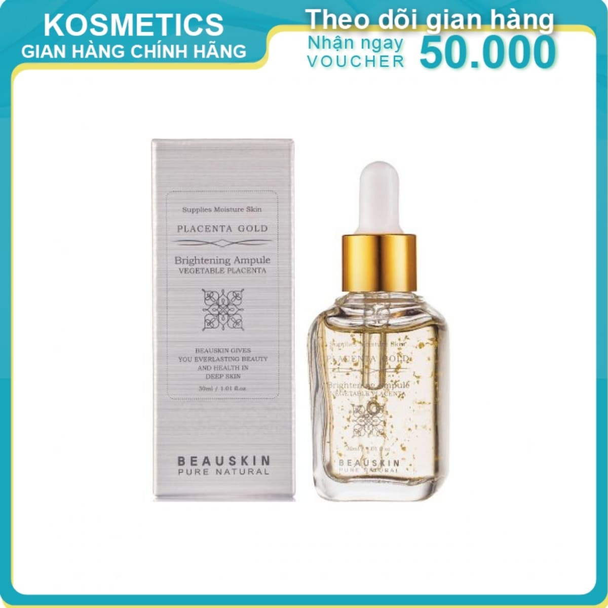 [HCM]Tinh chất trắng da BEAUSKIN PLACENTA GOLD Brightening Ampoule 30ml