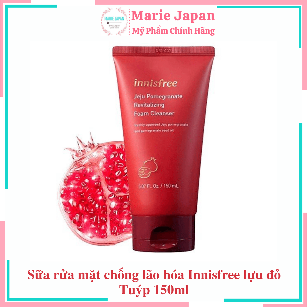 Sữa rửa mặt ngăn ngừa lão hóa da innisfree Jeju Pomegranate Revitalizing Foam Cleanser 150ml