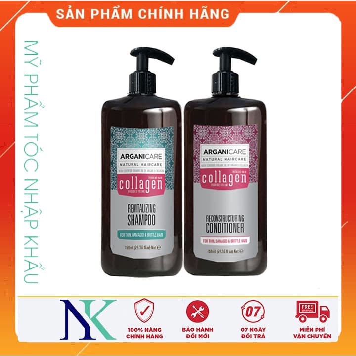 [HCM]Dầu Gội Xã Dưỡng Tóc Arganicare Collagen 750Ml