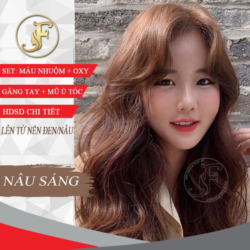 [HCM]Kem Nhuộm Tóc Tại Nhà Nâu Sáng-Nhuộm Nền Tóc Đen- Không Tẩy-Tặng oxy
