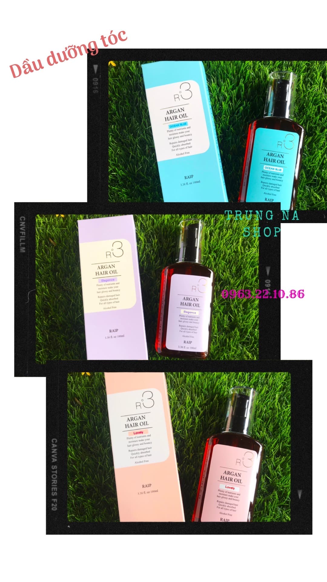 Dầu dưỡng tóc r3 argan hair oil 100ml