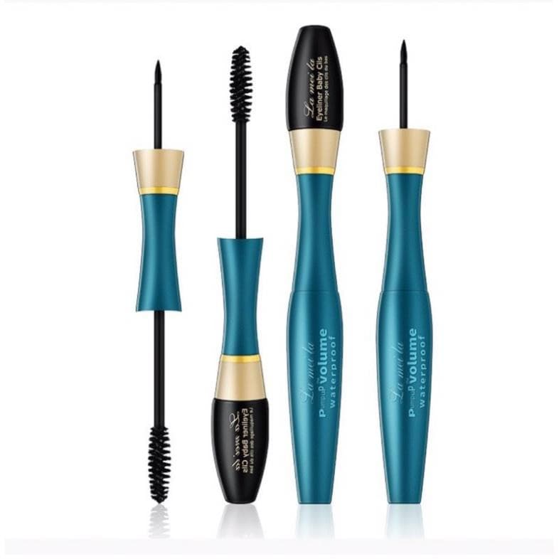 Mascara + bút kẻ mắt 2 in 1 Lameila siêu mảnh làm dày mi
