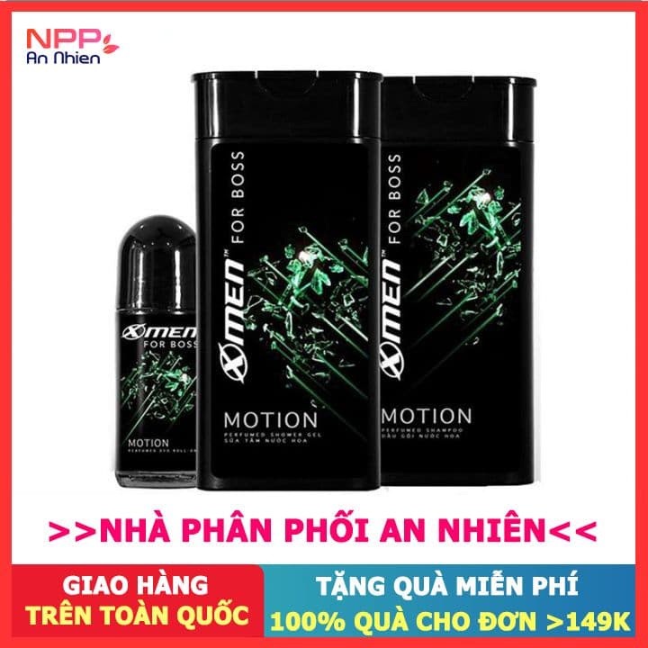 Combo Dầu gội X-Men for Boss Motion 180g + Sữa tắm 180g + Lăn khử mùi 50ml- NPP AN NHIÊN