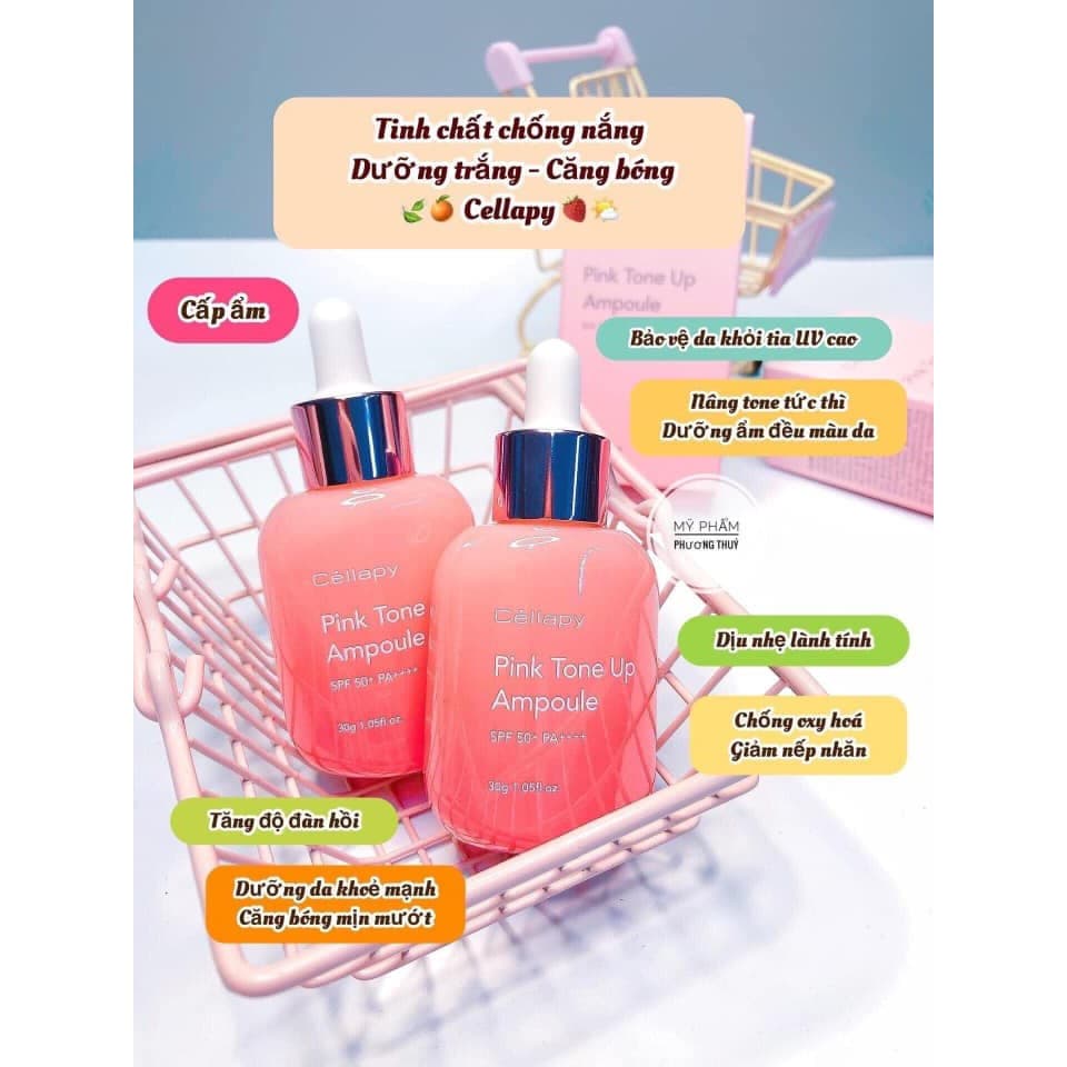 [HÀNG CHUẨN AUTH] Tinh Chất Dưỡng Trắng Chống Nắng Căng Bóng Nâng Tông Da Cellapy Pink Tone Up Ampoule