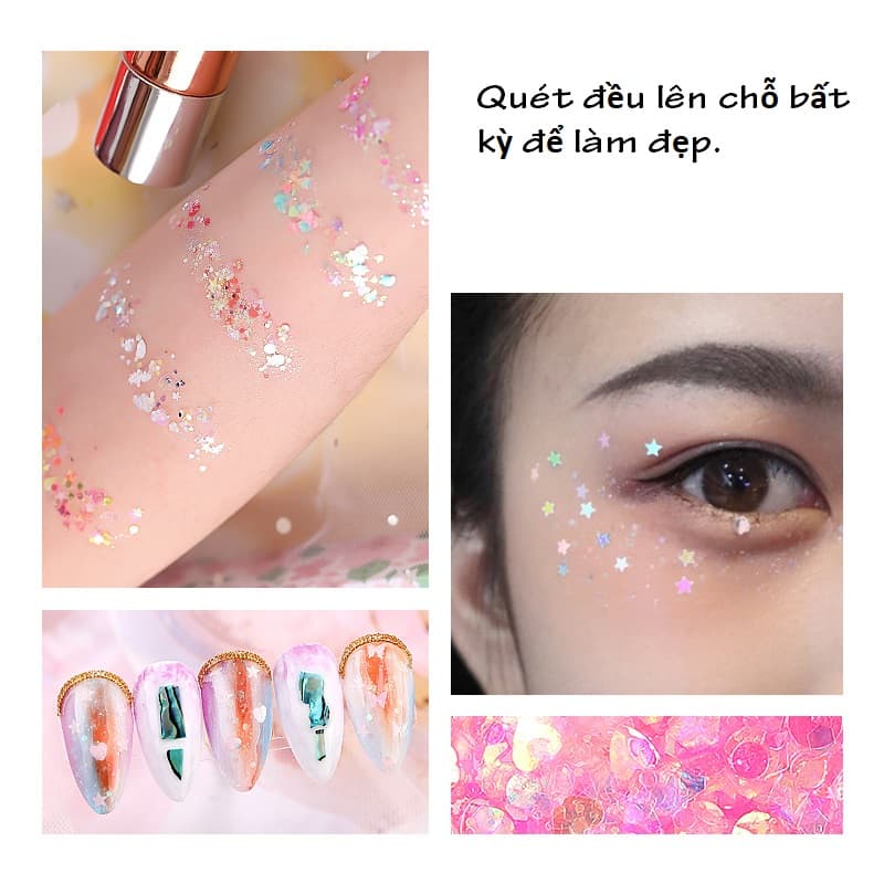 [HCM]Set 6 hộp nhũ kim tuyến trang điểm mắtgò má