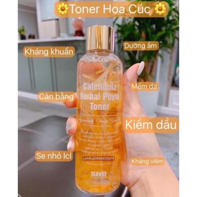 Nước Hoa Cúc Chứa Cánh Hoa Tươi SNO Calendula Herbal Phyto Toner