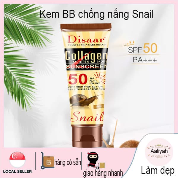 Kem chống nắng ốc sên collagen chống nước SPF 50 PA+++ UVA/UVB 50g kem chống nắng dưỡng ẩm chống tia tử ngoại dưỡng trắng dùng cho mặt và body kem chống nắng cho mặt và body. Kem chống nắng dưỡng ẩm dưỡng trắng