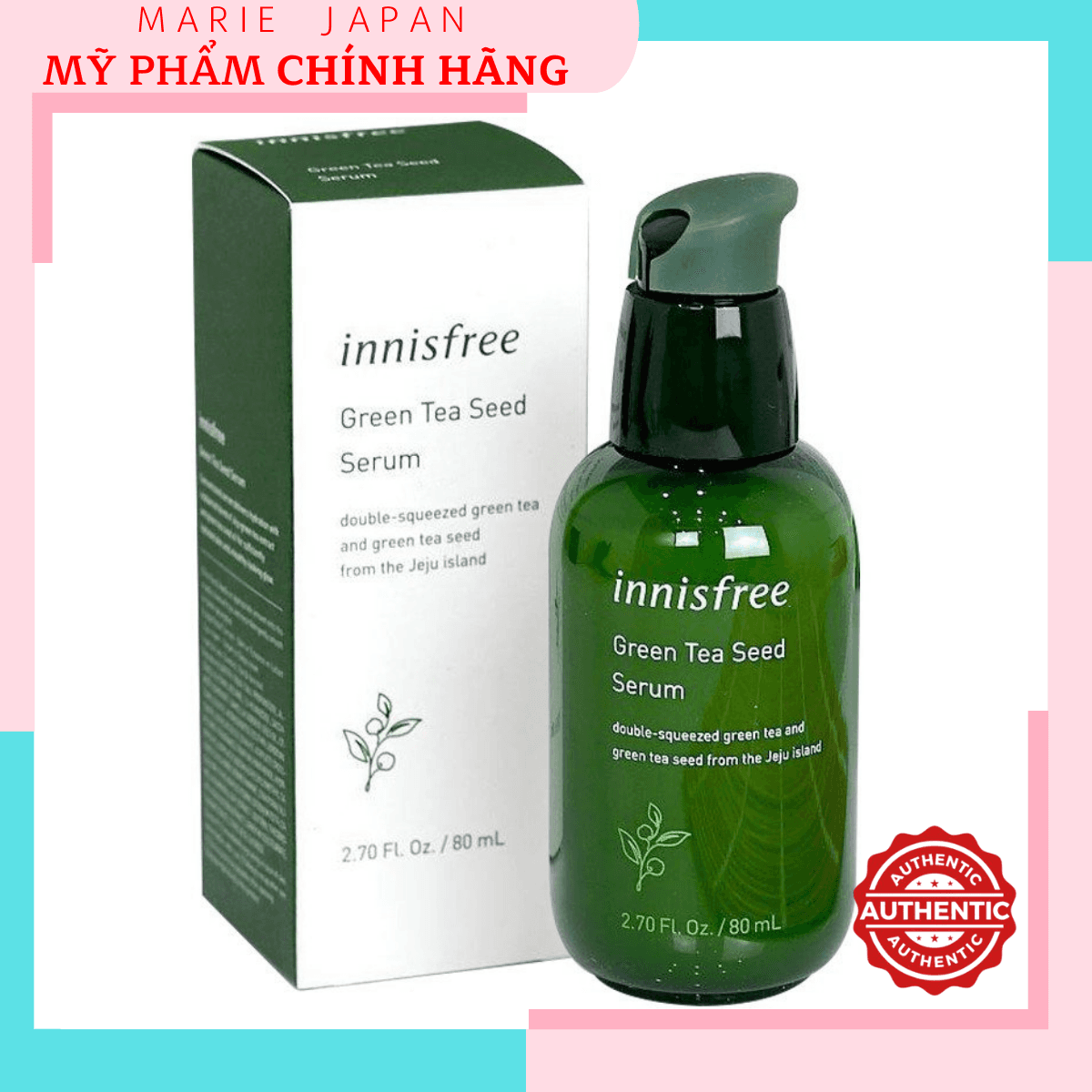 [HCM]Tinh Chất Trà Xanh Giảm Mụn Mềm Mướt Da Innisfree Green Tea Seed Serum 80ml