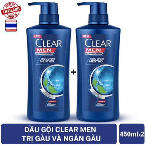 Combo 2 Chai Dầu Gội Clear Men Nhập Khẩu Thailand - 450ml/chai