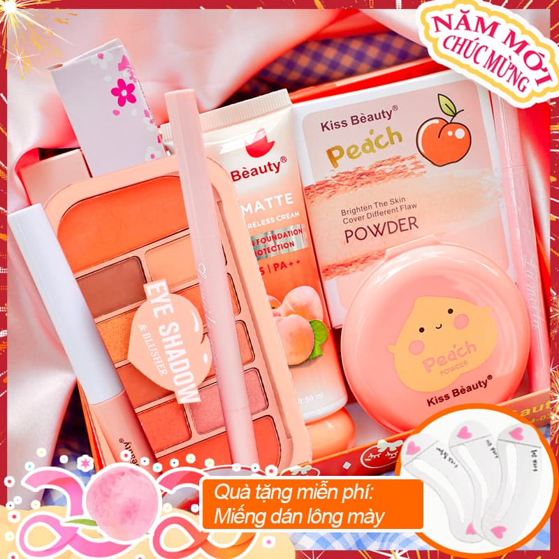 [HCM][Peachy Sis] Bộ trang điểm tiện lợi 6 món từ a đến z bộ makeup đầy đủ set trang điểm chuyên nghiệp Phấn mắt + Kem nền+Phấn trang điểm+Bút dạ kẻ mắt+Chì kẻ mày +Chuốt mi