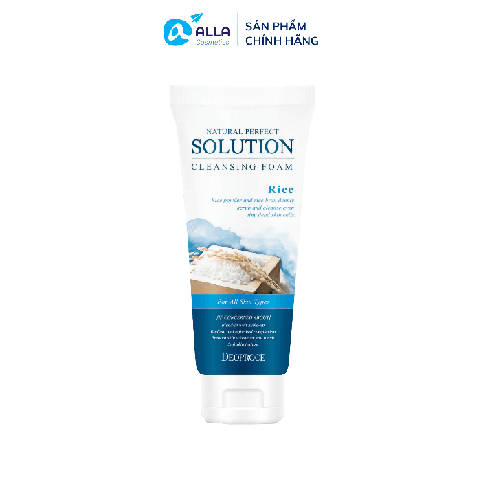 [HCM]Sữa Rửa Mặt Làm Sạch Sâu Trong Da Tăng Cường Từ Gạo DEOPROCE Natural Perfect Solution Cleansing Foam Rice 170g
