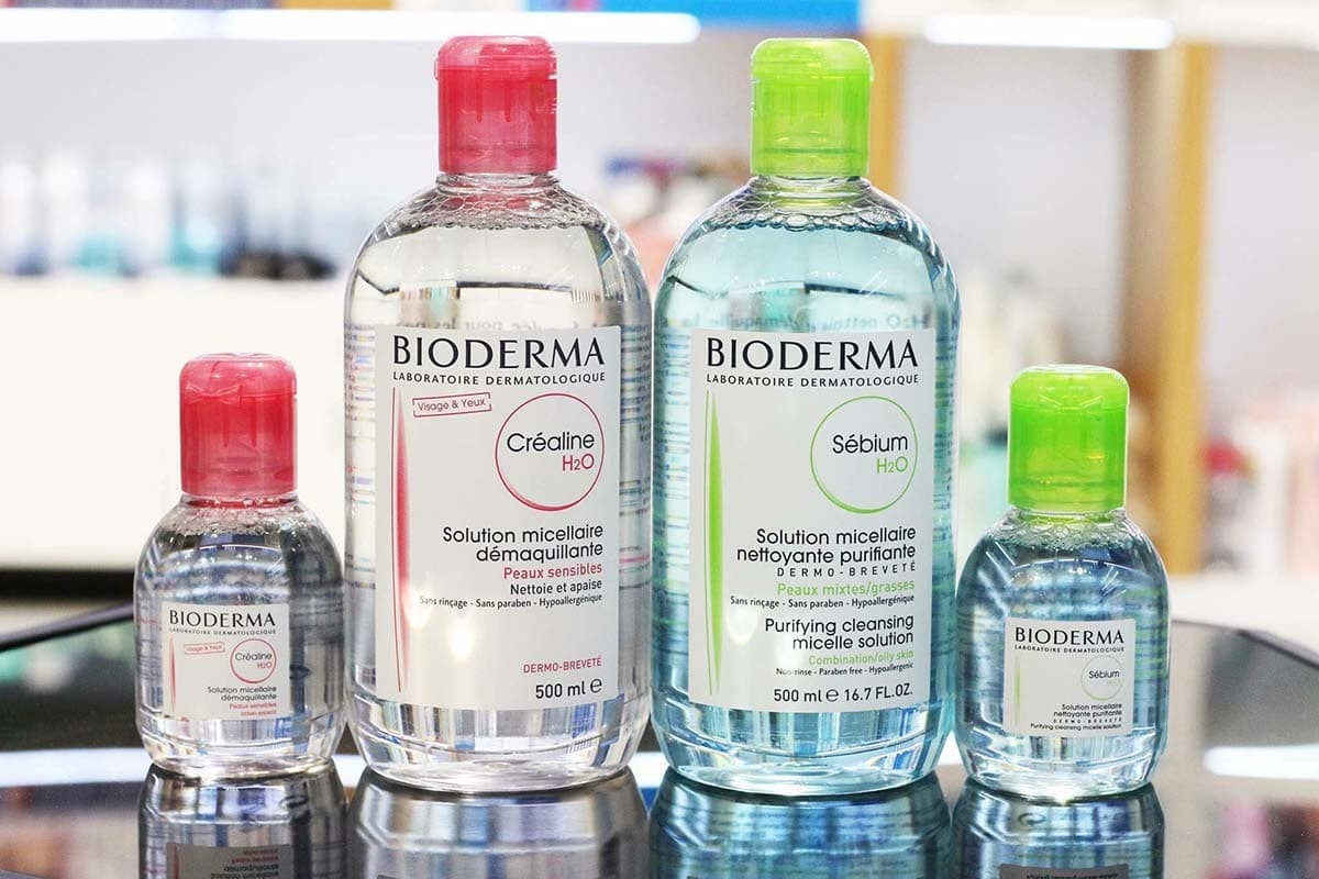 Nước Tẩy Trang Bioderma Pháp (100ml ~ 500ml) - Làm Sạch make up kem chống nắng bụi bẩn bã nhờn ( Tặng Mặt Nạ Nhau Thai Cừu )