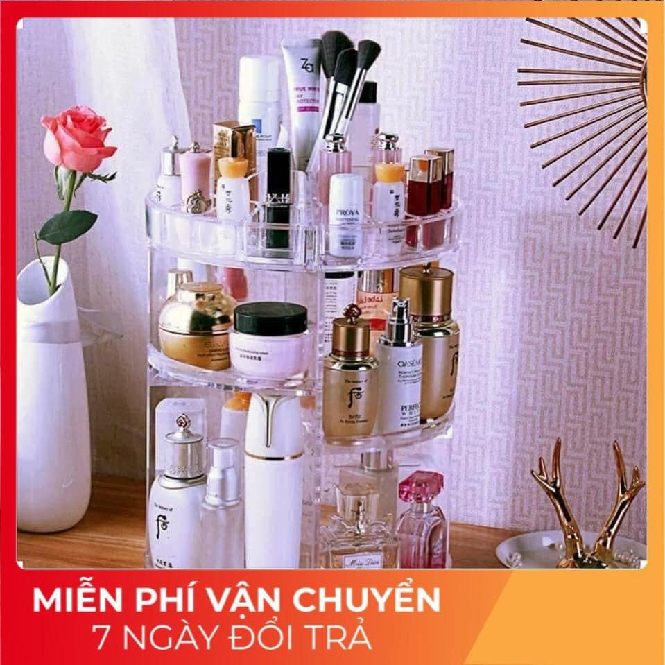 Khay đựng mỹ phẩm son môi dụng cụ trang điểm cao cấp xoay 360 Độ