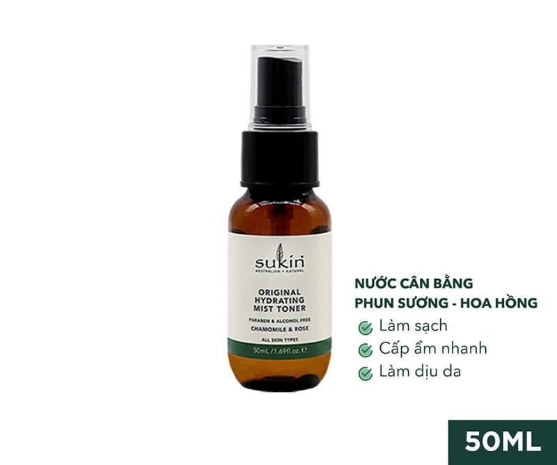Nước Cân Bằng Giữ Ẩm Dạng Phun Sương Sukin Original Hydrating Mist Toner 50ml