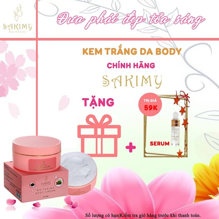 Kem dưỡng trắng da toàn thân Sakimy 200g Tặng Kích Trắng Sakimy ( Chính Hãng )