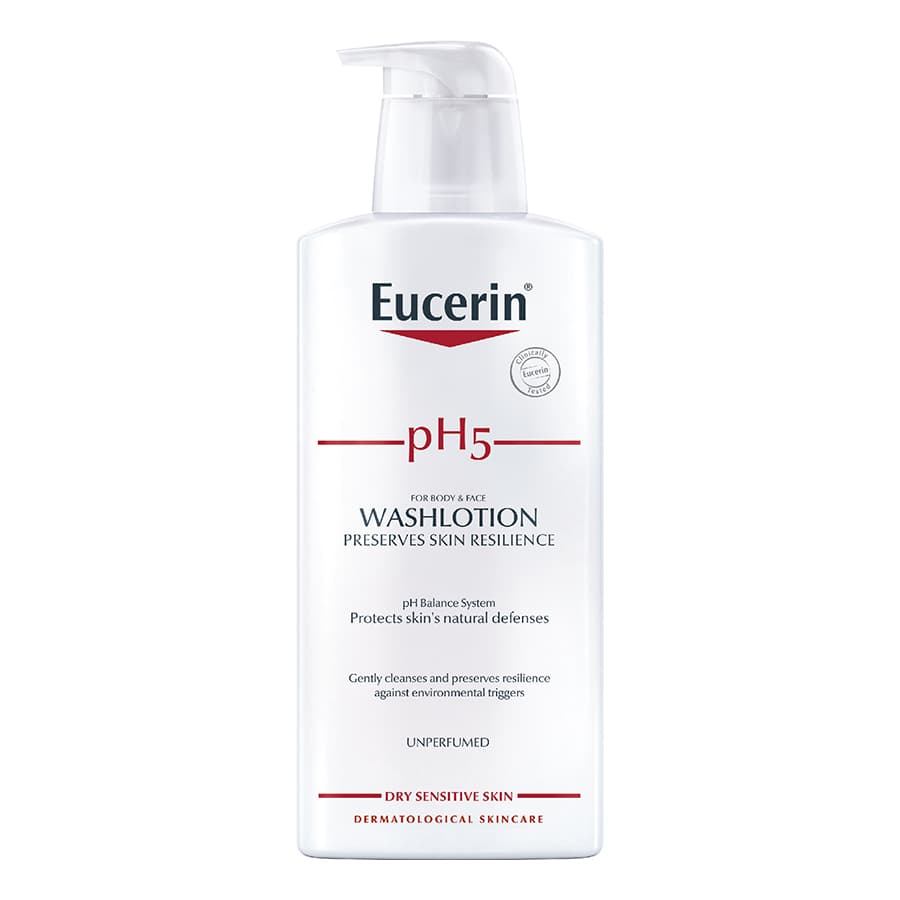[HCM]Sữa Tắm Không Hương Liệu Cho Da Cơ Thể Nhạy Cảm Eucerin Sensitive Skin pH5 Washlotion (Perfume-Free) 400ml