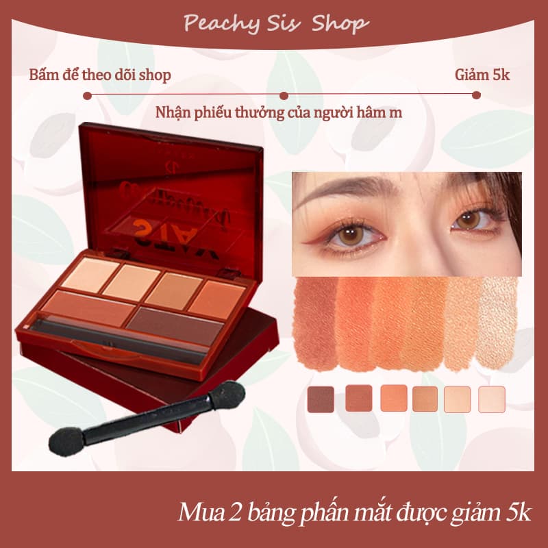 [HCM][Peachy Sis Shop] Bảng phấn mắt matte gồm 6 màu đất thích hợp trang điểm hàng ngày