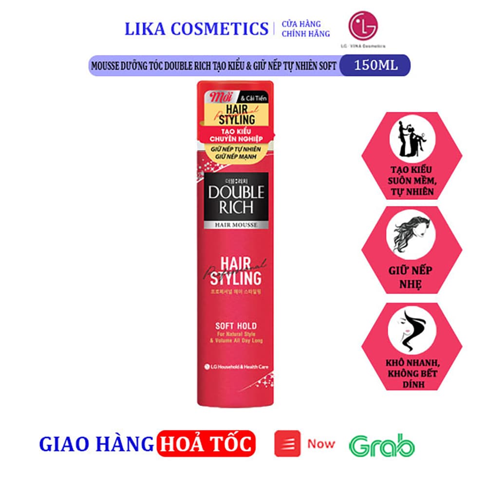 [HCM]Mousse Dưỡng Tóc Double Rich tạo kiểu & giữ nếp tự nhiên Soft 150ml 8935030218144