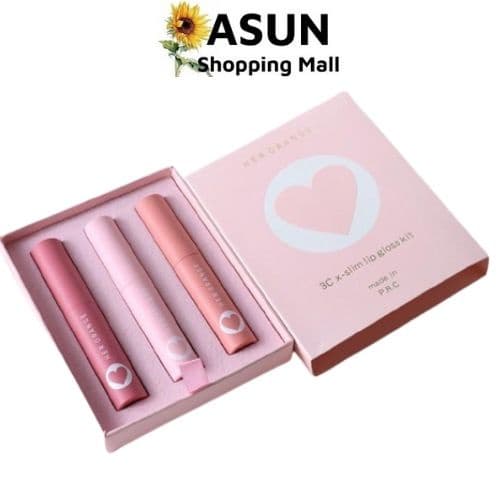 [HCM]Set 3 Son Kem Lì Her Orange Hộp Trái Tim Hồng Siêu Cute