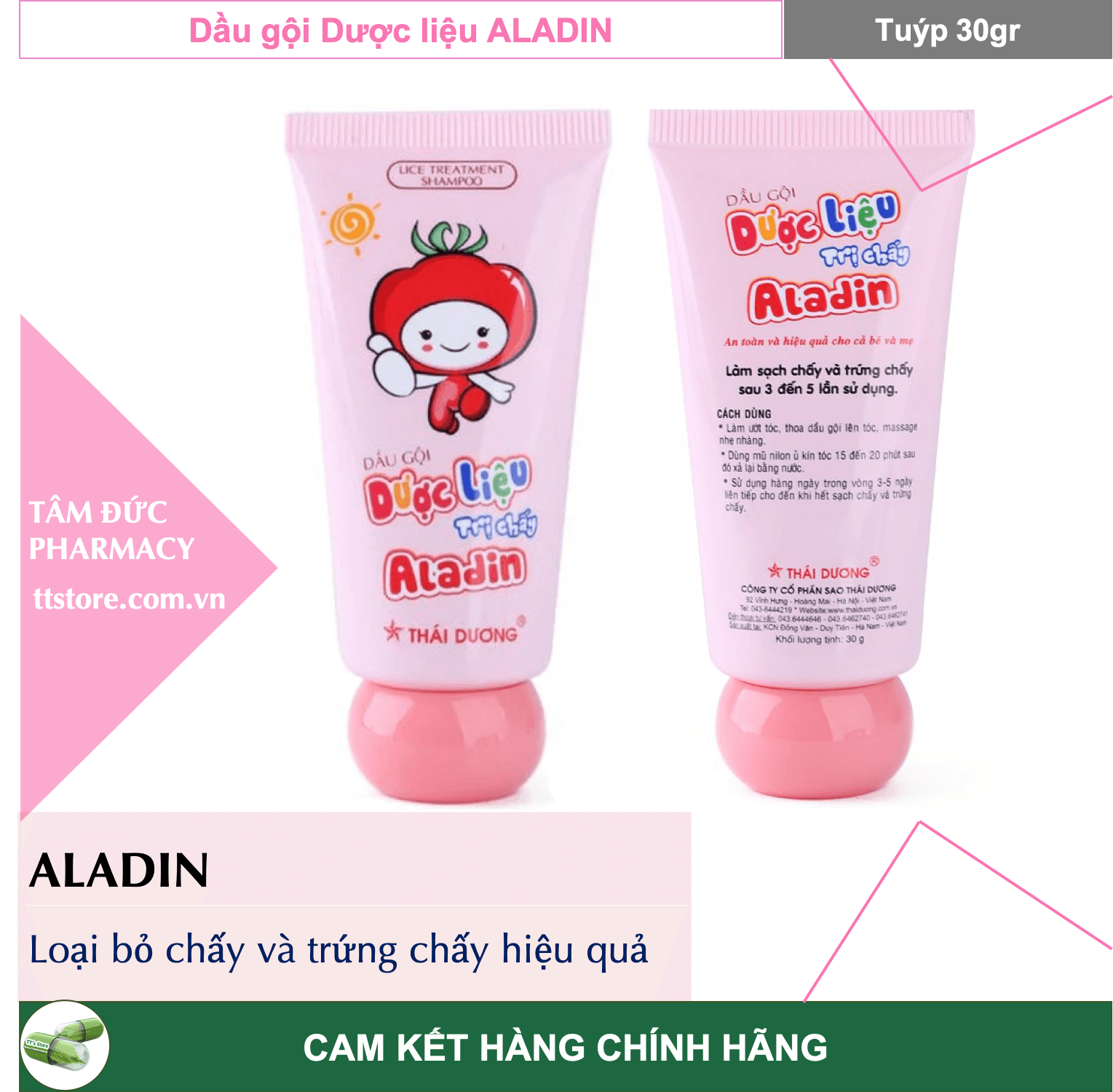 [HCM]Dầu gội Dược liệu ALADIN [Tuýp 30gr] - Làm sạch chấy chí sau 3-5 lần gội [Thái Dương]