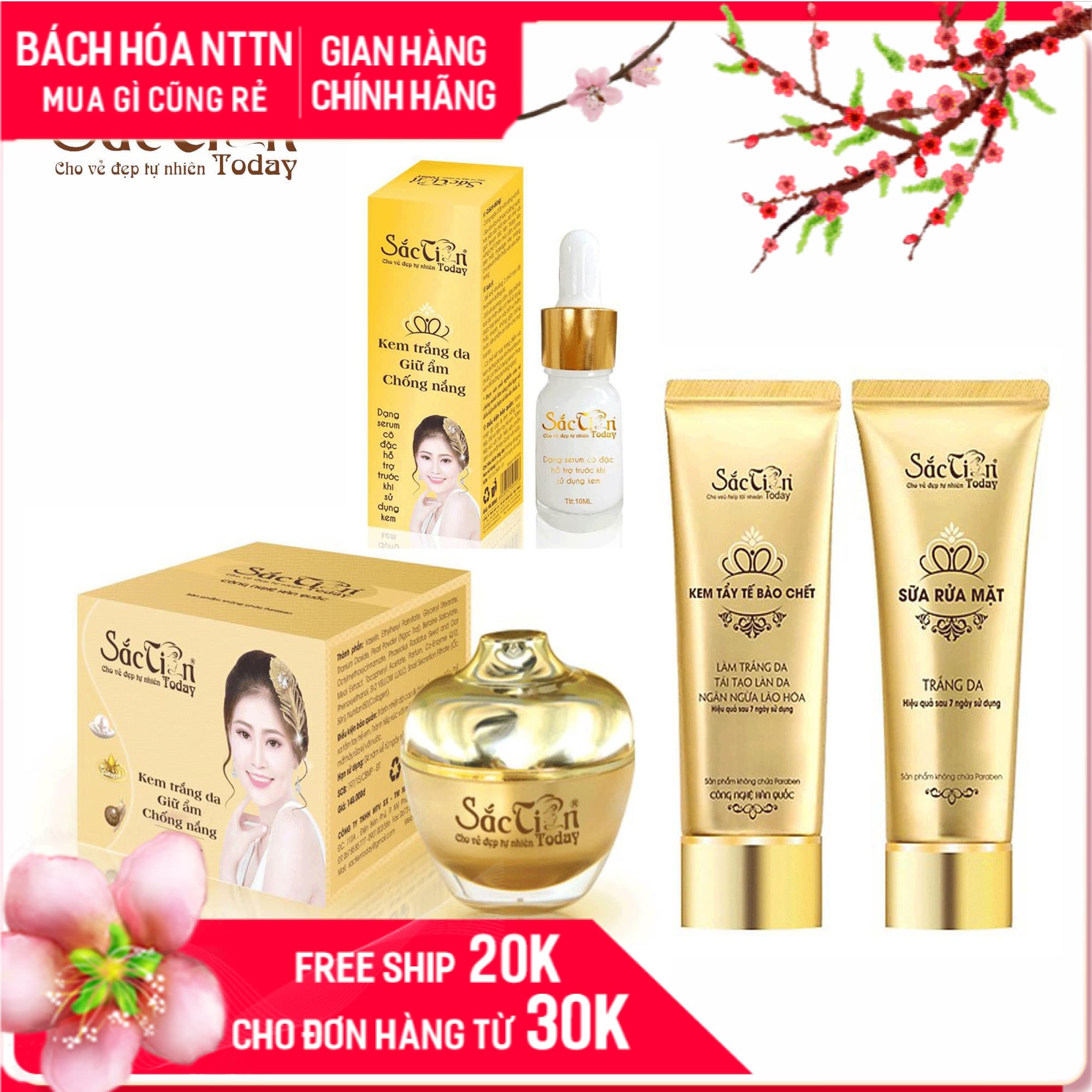 Bộ kem dưỡng trắng da mặt công nghệ Hàn Quốc giữ ẩm chống nắng Sắc Tiên Today (4 món) kiềm dầu tốt và thời gian chống nắng lâu