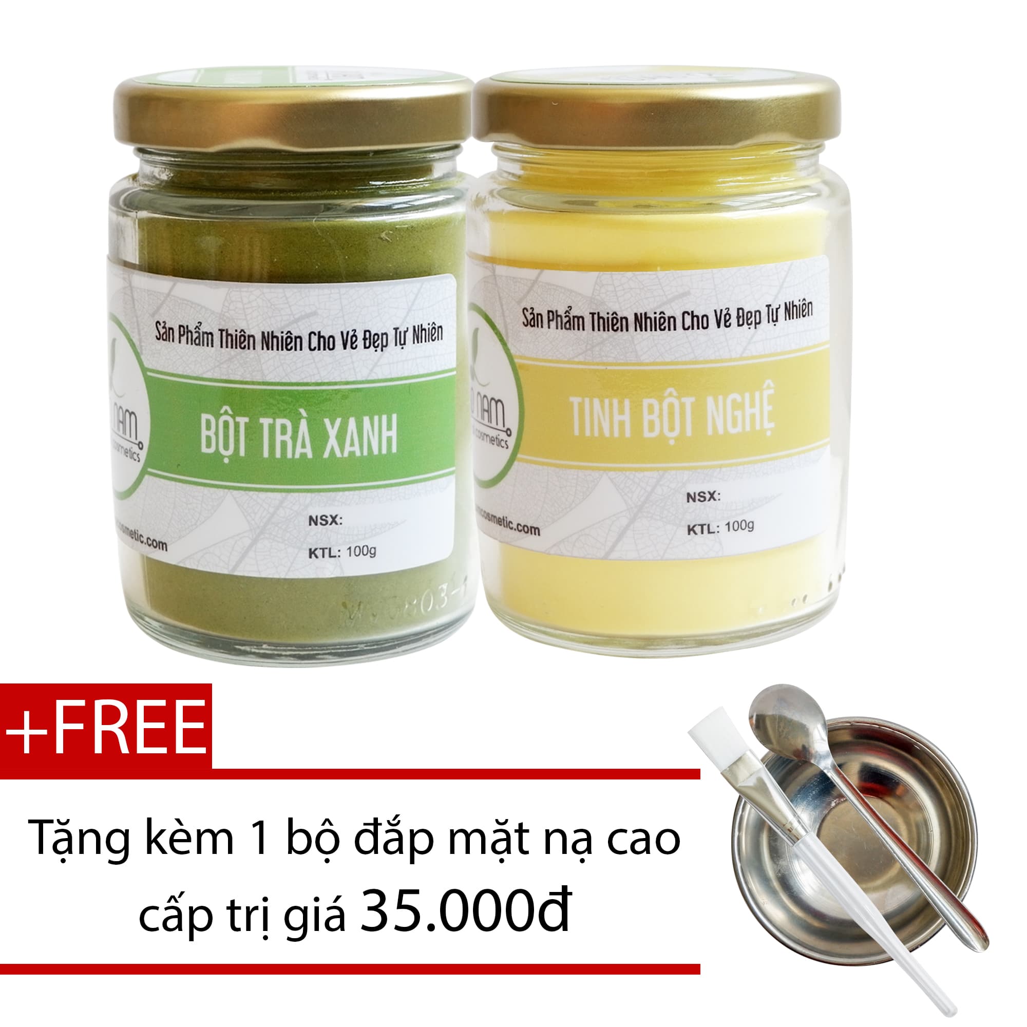 [HCM]Combo Bột Trà Xanh + Tinh Bột Nghệ -(100gr/hũ) - Nguyên Chất BẢO NAM + Tặng Bộ Pha Chế Đắp Mặt Nạ - Chăm Sóc Da Mặt [ Đã được kiểm nghiệm y tế ]