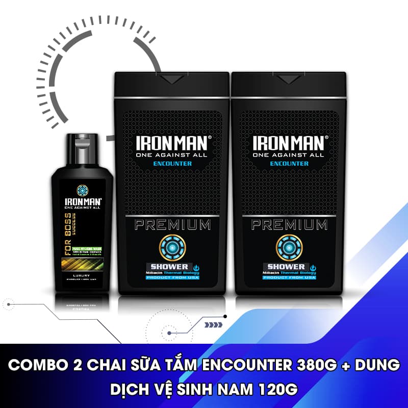 [HCM]Sữa tắm hương nước hoa nam thơm lâudành cho da nhờn Ironman Encounter 380g + Dung dịch vệ sinh nam tinh chất thảo dược Ironman for Boss 120g