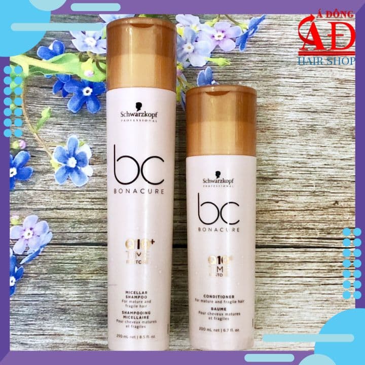 Bộ dầu gội xả Schwarzkopf BC Bonacure Q10+ Time Restore Micellar trẻ hóa tóc yếu dễ gãy rụng Đức 250ml