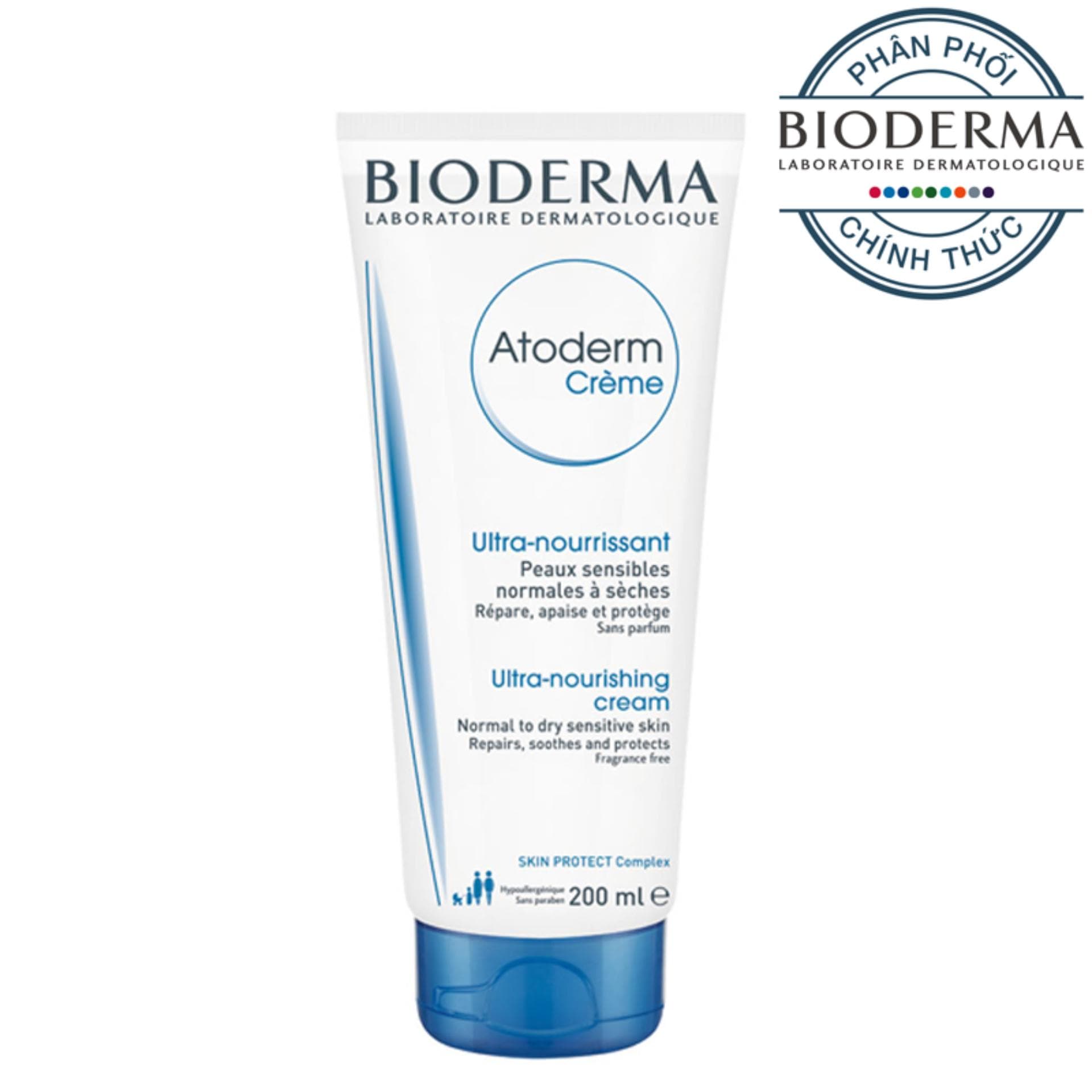 [HCM]Bioderma - Kem dưỡng ẩm ngăn ngừa mất nước dành cho mặt và cơ thể Atoderm Crème 200ml