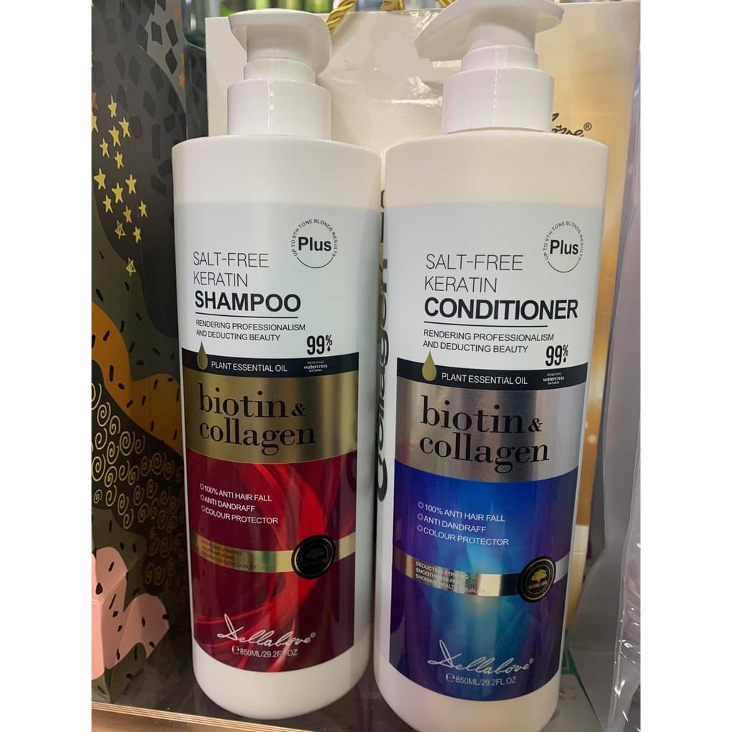 CẶP DẦU GỘI XẢ DELLALOVE BIOTIN & COLLAGEN 850ML X2