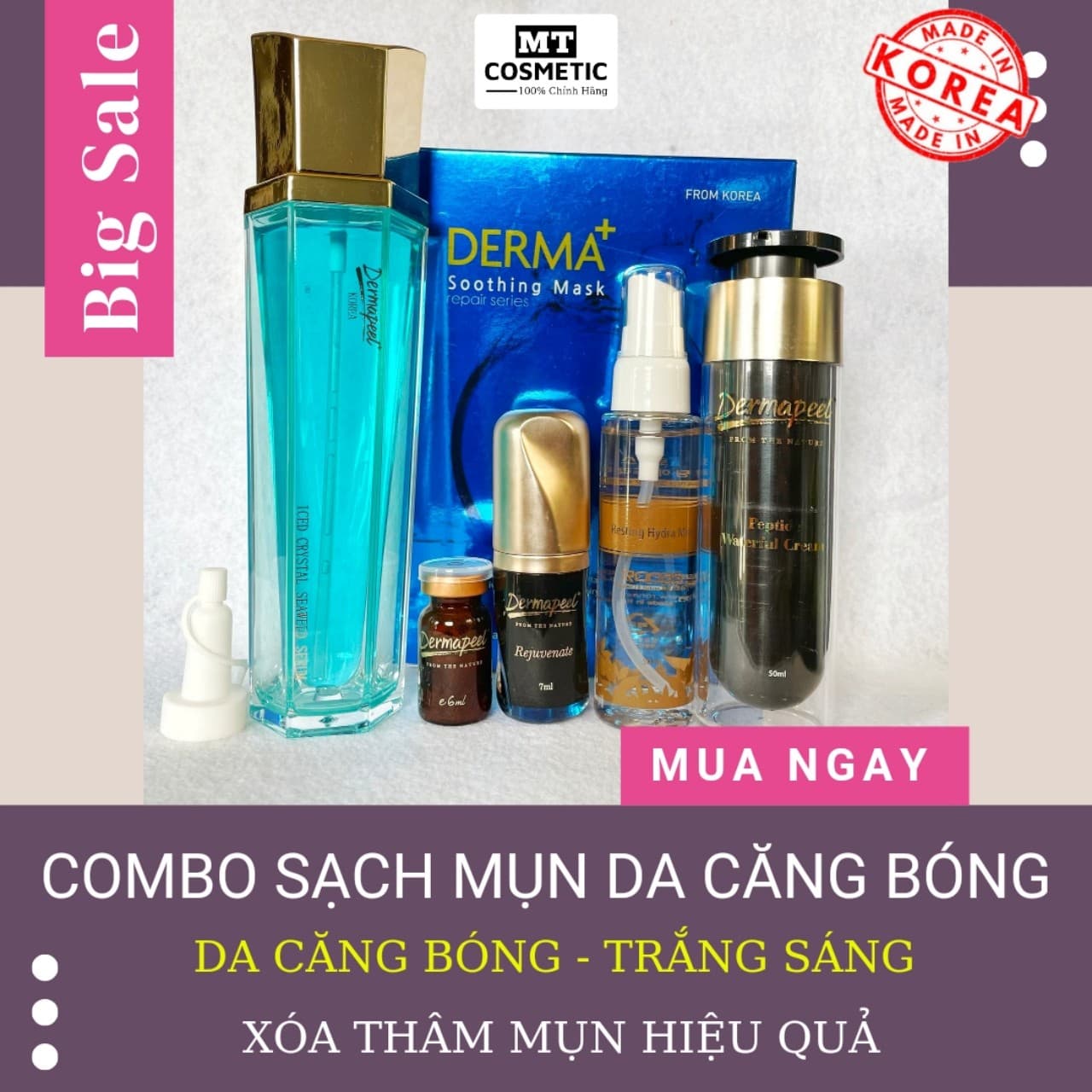 Combo Dermapeel Dưỡng Da Ngày Đêm - Da Căng Bóng - Trắng Sáng - Mịn Da - Xóa Mụn  - Mờ Thâm Mụn - Hàn Quốc