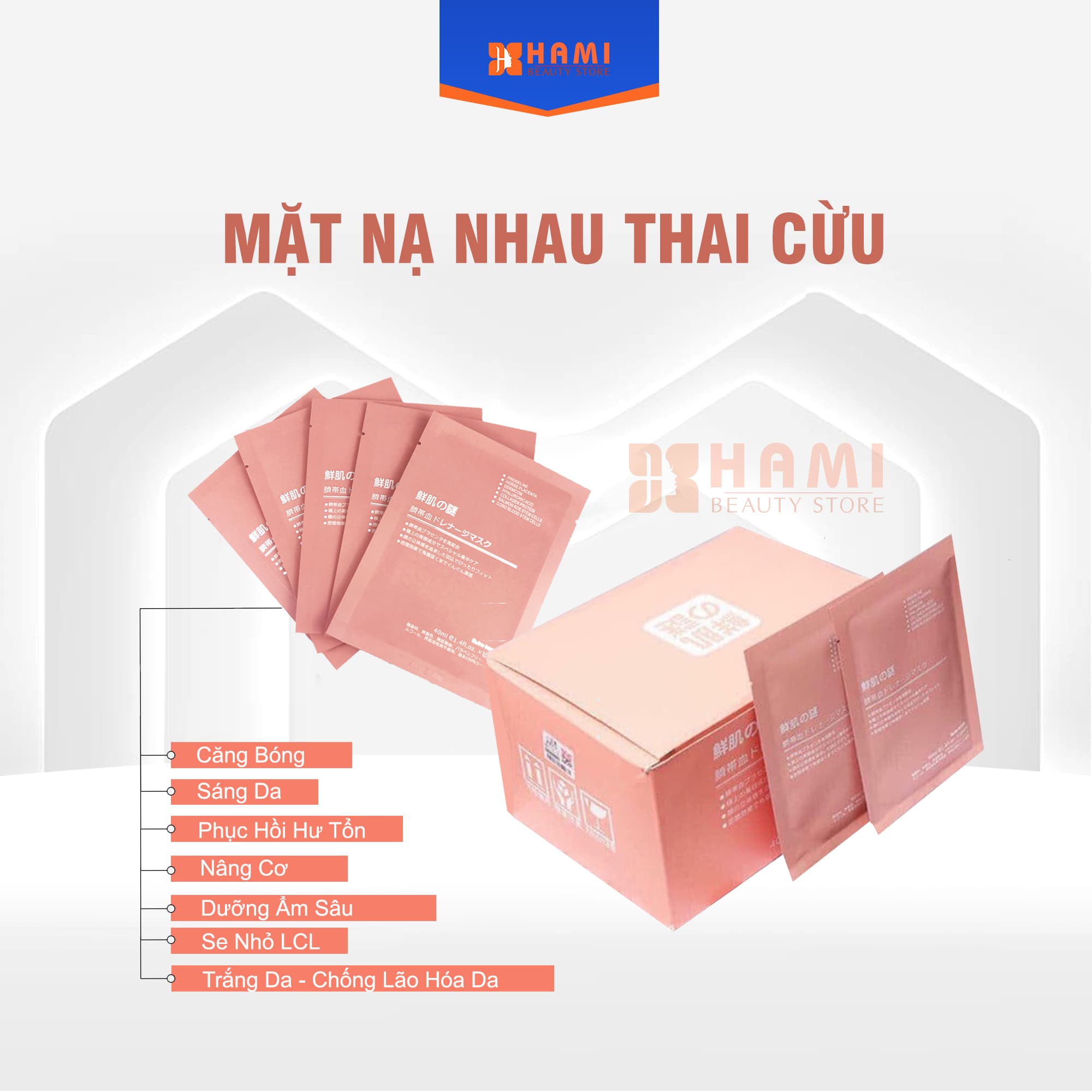 Mặt nạ nhau thai dưỡng da căng bóng trắng hồng Nhật Bản