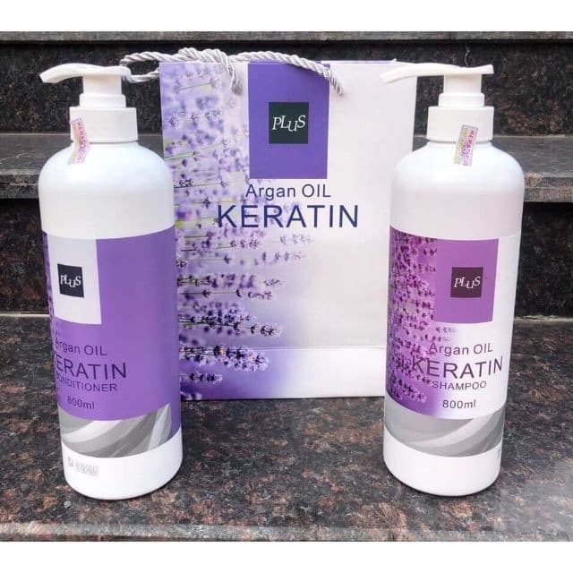 Cặp dầu gội xả giữ nếp mềm mượt tóc KERATIN Argan Oil Plus 2x800ml