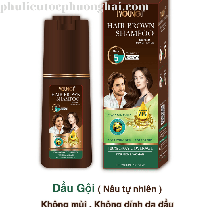 Dầu gội phủ bạc màu nâu tự nhiên Young