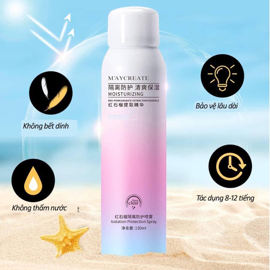 [HCM]Xịt chống nắng nâng tone make up MayCreate Moisturizing 150Ml