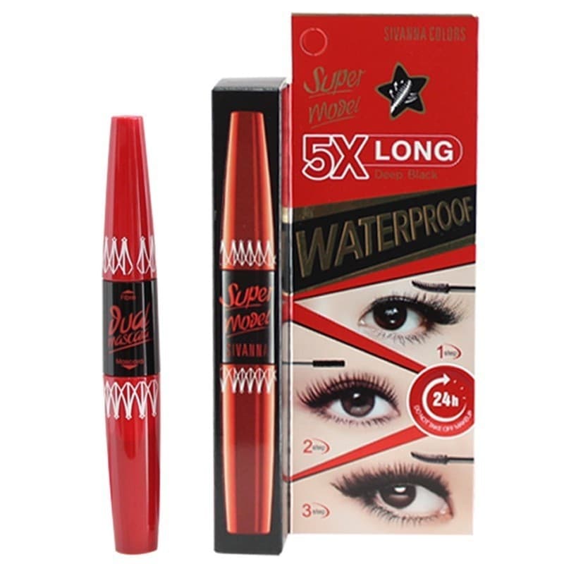 [HCM]Mascara Nối Mi 2 Đầu Sivanna Colors Super Model 5X Long Deep Black Waterproof