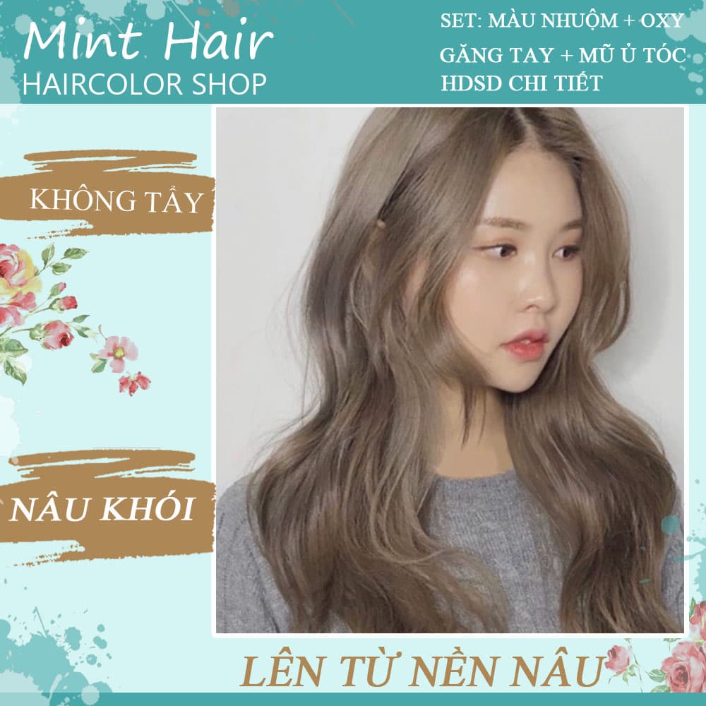 [HCM]Kem Nhuộm Tóc Tại Nhà Thảo Dược Nâu Khói- Nhuộm Từ Nền Nâu-Không Tẩy-Tặng Oxy