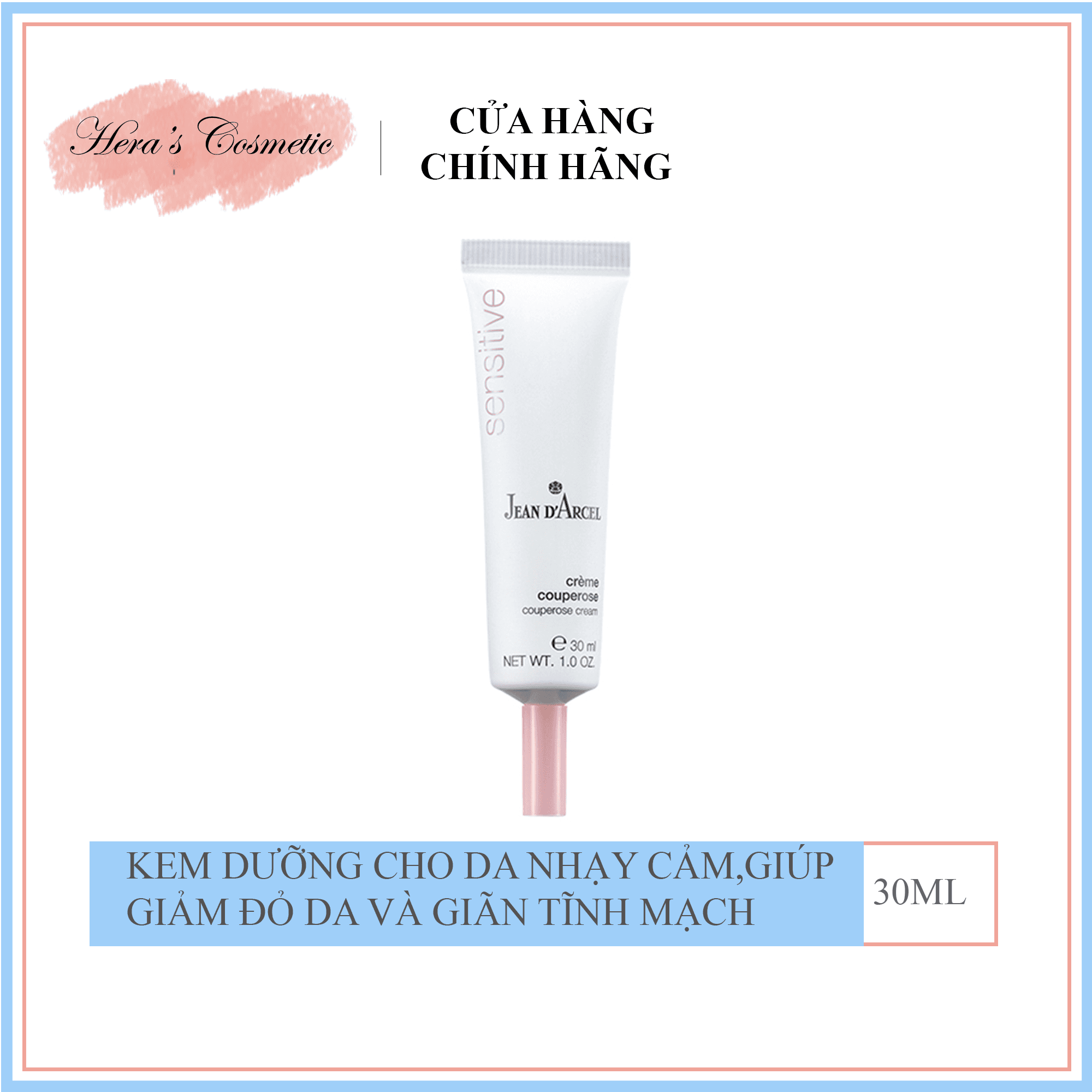 Kem dưỡng giúp làm dịu da mỏng đỏ giãn mạch và nhạy cảm Couperose Cream - J118 Jean D’Arcel