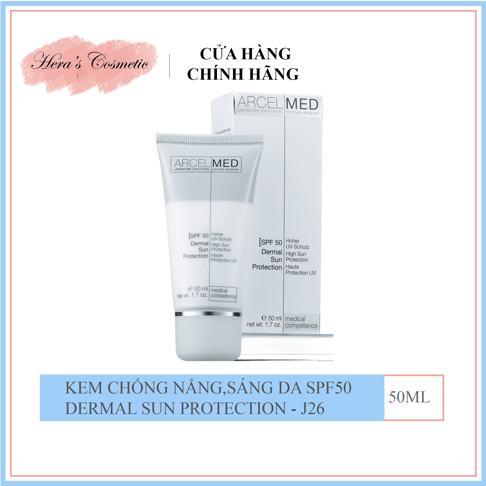 Kem chống nắng sáng da SPF50 Dermal Sun Protection SPF50 - J26 jean darcel 50ml