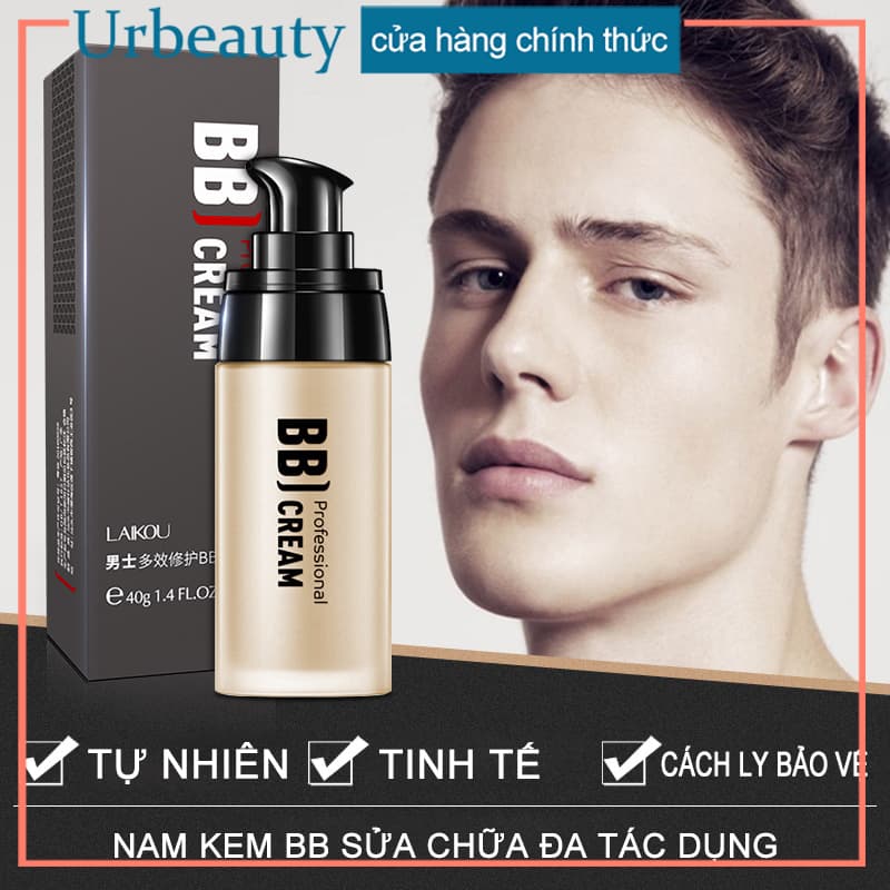 【Urbeauty Mall】 LAIKOU BB Cream for Men 40g Lúa mì che khuyết điểm,Kem nền che khuyết điểm dưỡng ẩm chống ẩm LAIKOU Liquid Foundation 40g