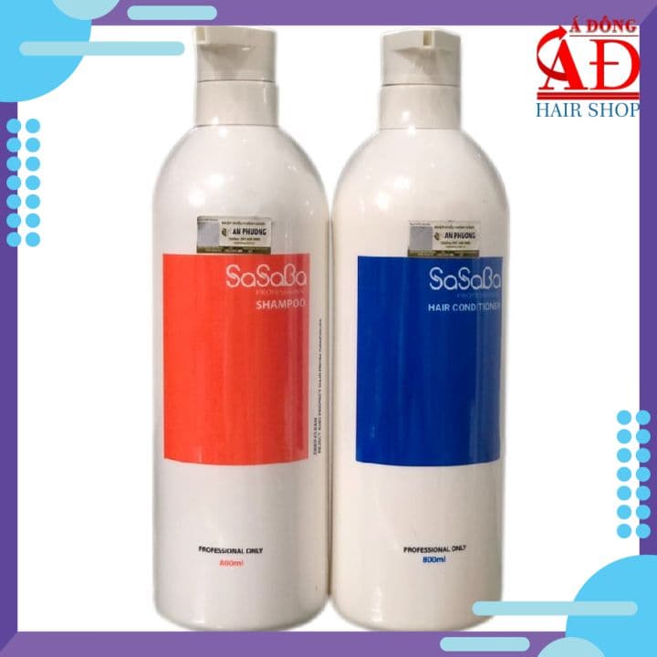 DẦU GỘI XẢ HOÀN HÌNH SASABA CHO TÓC HƯ TỔN DO HÓA CHẤT 800ML*2 MẪU MỚI CHAI TRÒN 2019