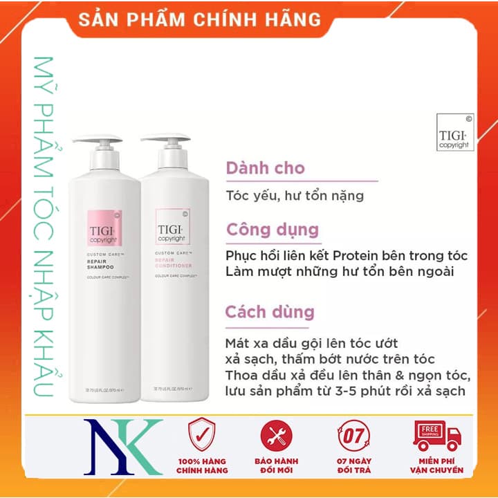 [HCM]Dầu Gội Xã Phục Hồi Tigi Custom Care Repair 970Ml