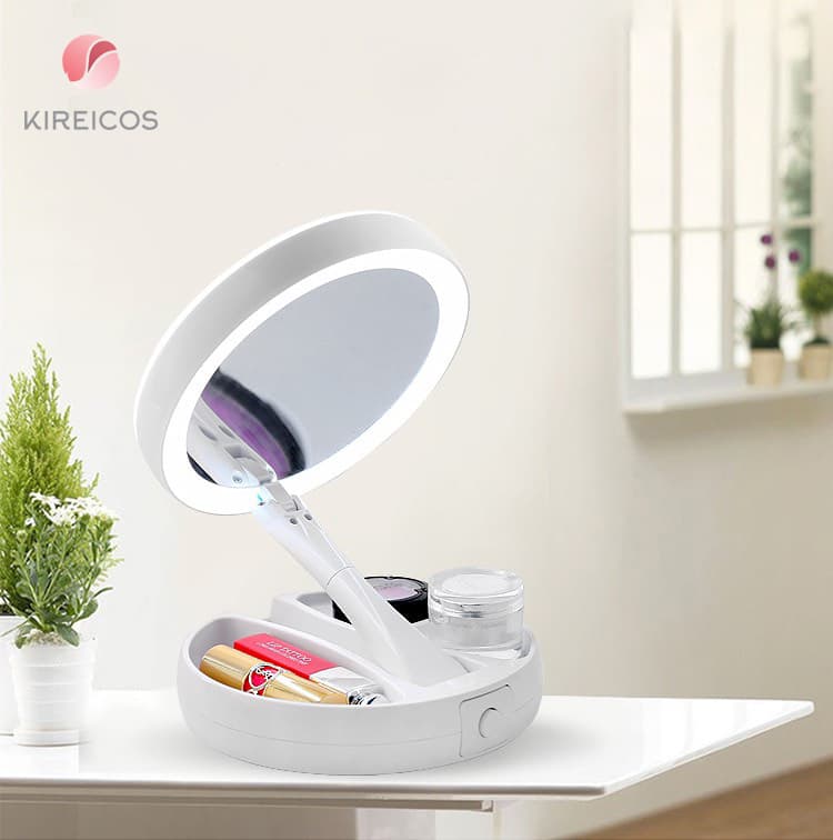 [HCM]Gương Trang Điểm Có Đèn Led Có Khay Đựng Mỹ Phẩm 0155